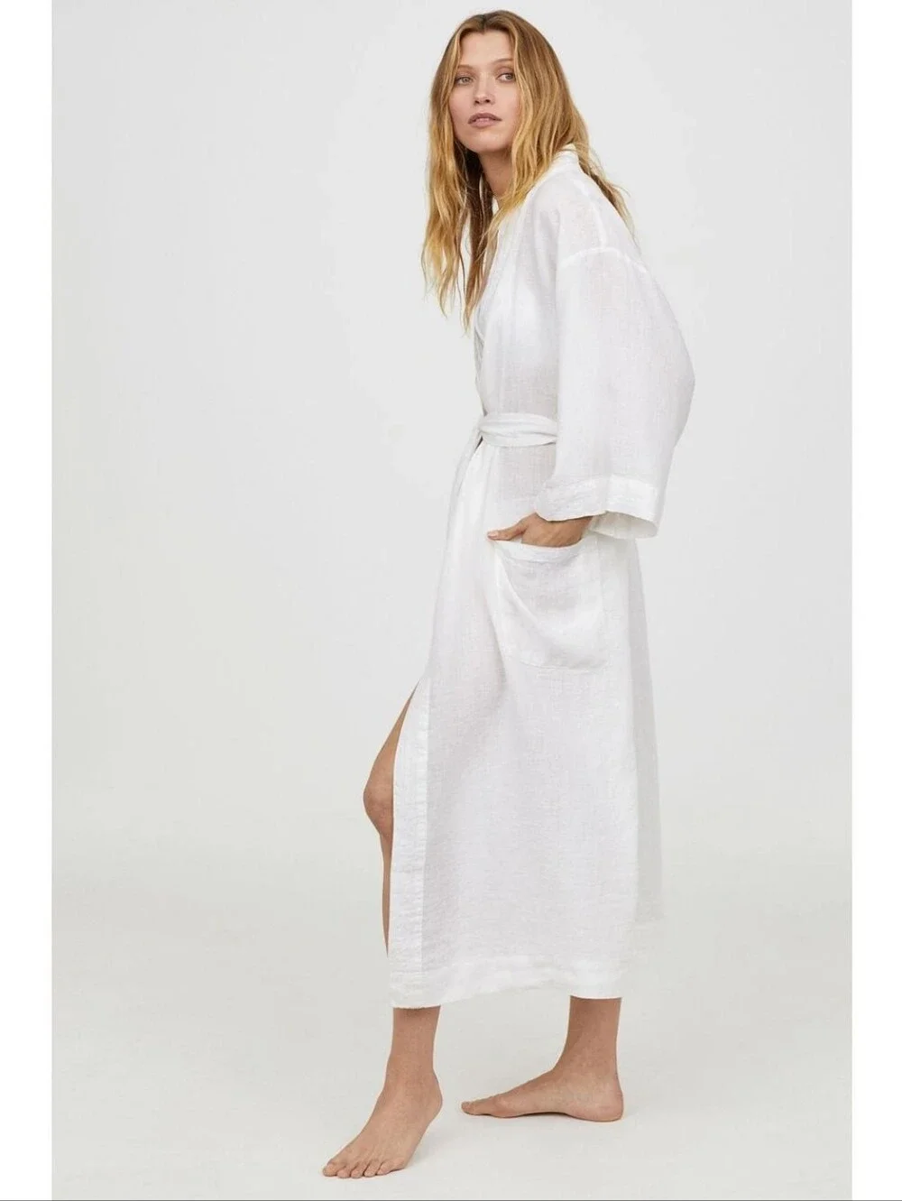 H&M Stone Washed Linen Robe - S/M - Picture 2 of 8